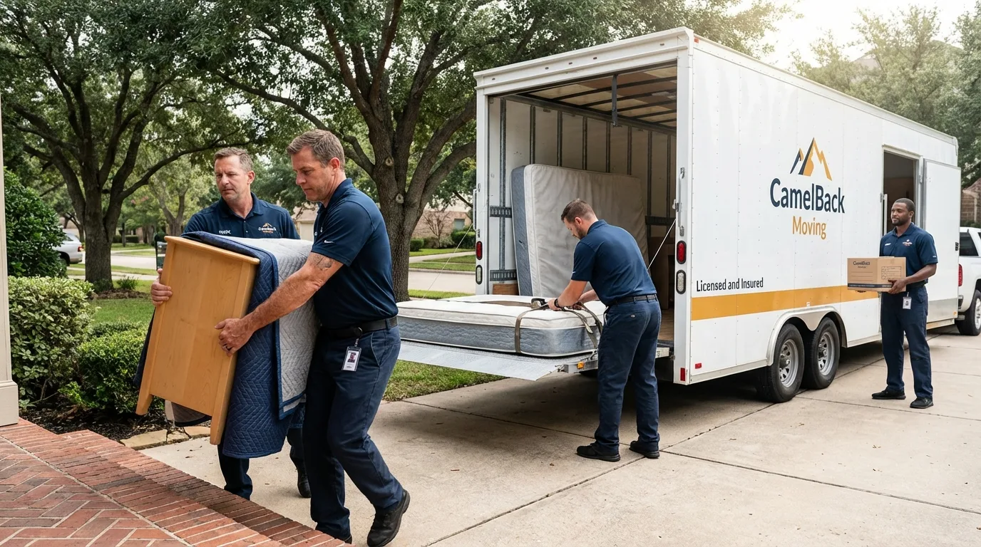 Crew loading residential truck for cross-state move from Mill Valley, CA