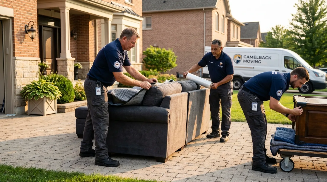 Large estate moving crew wrapping furniture in Mill Valley, CA